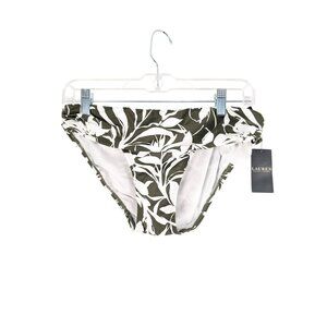 LAUREN Ralph Lauren Swim Womens 4 Olive Tropic Monotone Banded Hipster Bottom